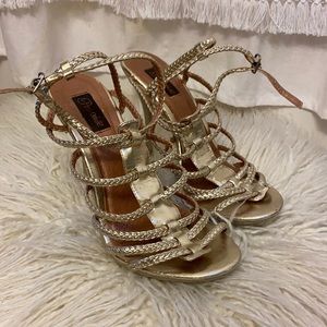 Gold gladiator heeled sandals